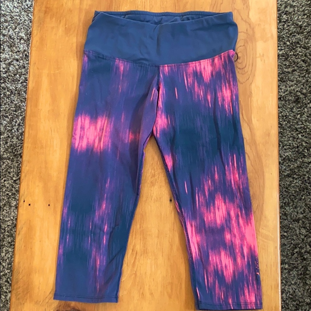 GUC SUGOI Running Crop Tights, Tiedye, Sz M